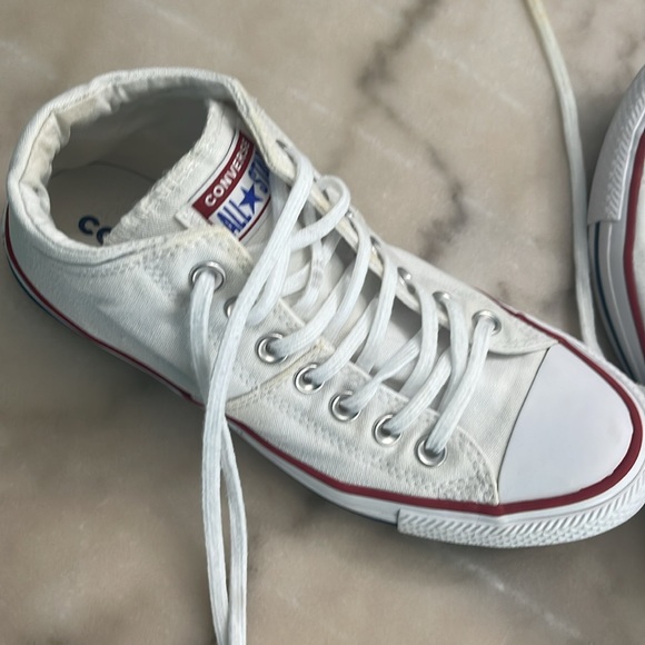 White mid-top Converse- Women’s size 8! Purchase a few weeks ago from a Posher! - Picture 3 of 6
